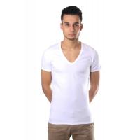 HOM Classic T-Shirt V-Neck Premium Cotton Model White - thumbnail