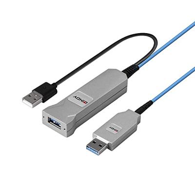 Lindy 43345 USB-kabel 30 m USB 3.2 Gen 1 (3.1 Gen 1) USB A 2 x USB A Blauw, Zilver