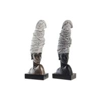 Decoratieve figuren DKD Home Decor Hars Afrikaanse (15,5 x 13,5 x 42 cm) (2 Stuks) - thumbnail