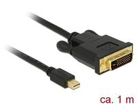 Delock 83988 DisplayPort-kabel Mini-displayport / DVI Aansluitkabel Mini DisplayPort-stekker, DVI-D 24+1-polige stekker 1 m Zwart Vergulde steekcontacten, - thumbnail