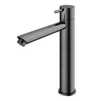 Hotbath Cobber hoge wastafelmengkraan met rechte uitloop zonder waste zwart chroom CB003HSBK - thumbnail