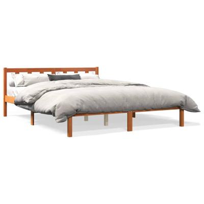 Bedframe zonder matras massief grenenhout wasbruin 160x200 cm