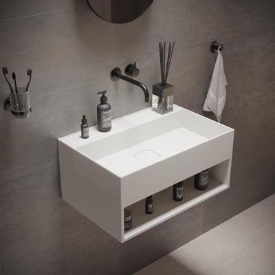 Fontein Ideavit Solidbliss 60x40x28 cm Solid Surface Handdoek Opberg Mogelijkheid Mat Wit Ideavit