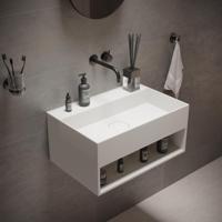 Fontein Ideavit Solidbliss 60x40x28 cm Solid Surface Handdoek Opberg Mogelijkheid Mat Wit Ideavit - thumbnail