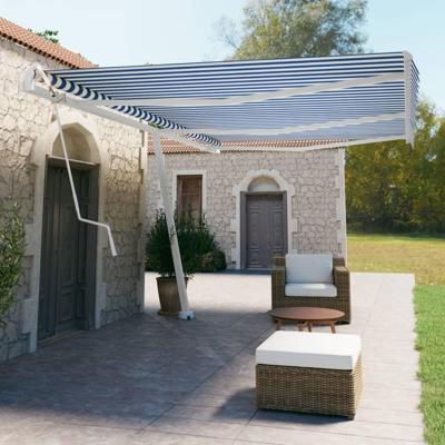 Luifel vrijstaand automatisch 600x350 cm blauw en wit