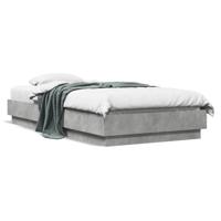 Bedframe bewerkt hout betongrijs 90x190 cm - thumbnail