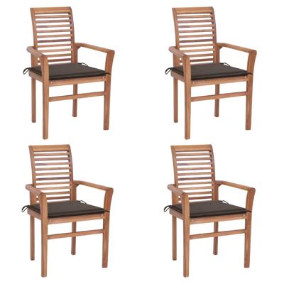 vidaXL Eetkamerstoelen 4 st met taupe kussens massief teakhout vidaXL Eetkamerstoelen 4 st met taupe kussens massief teakhout
