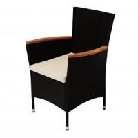 Rotan Tuinstoel set van 2 stuks zwart - thumbnail