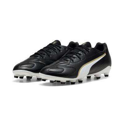 PUMA King 20 Match Gras / Kunstgras Voetbalschoenen (MG) Kids Zwart Wit Goud