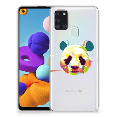 Samsung Galaxy A21s Telefoonhoesje met Naam Panda Color Samsung Galaxy A21s Telefoonhoesje met Naam Panda Color