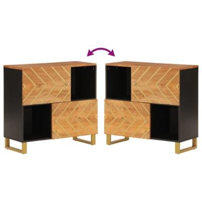 Dressoir 80x33,5x75 cm massief mangohout bruin en zwart