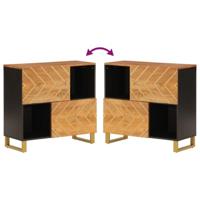 Dressoir 80x33,5x75 cm massief mangohout bruin en zwart - thumbnail