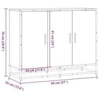 Dressoir 94x35x76 cm bewerkt hout gerookt eikenkleurig - thumbnail