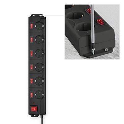 Hama Stekkerdoos, 6-voudig, overspanningsbev., 90 , ind. schakelbaar,1,4m Kabel Zwart - thumbnail