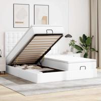 Ottoman bed met matrassen 180x200cm kunstleer zuiver wit - thumbnail