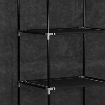 VidaXL Kledingkast met vakken en stangen 150x45x175 cm stof zwart