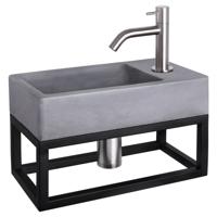 Differnz Differnz Force fonteinset beton donkergrijs - kraan gebogen - met handdoekrek mat chroom - thumbnail