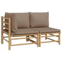2-delige Loungeset met kussens bamboe taupe - thumbnail