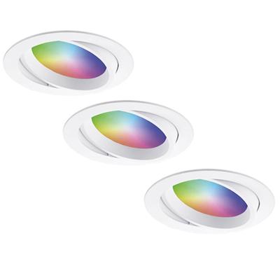 Set van 3 Luna - Smart inbouwspots - IP44 - Kantelbaar - 12 Watt 1050 Lumen (Superbright) - Wifi + Bluetooth - RGBWW - Google Home, Amazon Alexa en Siri - Wit - Badkamer, Binnen en buiten