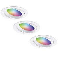 Set van 3 Luna - Smart inbouwspots - IP44 - Kantelbaar - 12 Watt 1050 Lumen (Superbright) - Wifi + Bluetooth - RGBWW - Google Home, Amazon Alexa en Siri - Wit - Badkamer, Binnen en buiten - thumbnail