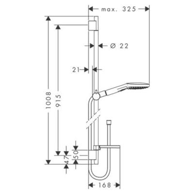Hansgrohe Raindance select 120 met unica&apos;s glijstangset 90 cm. chroom 26621000