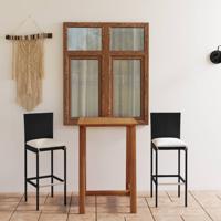 vidaXL 3-delige Tuinbarset met kussens zwart - thumbnail