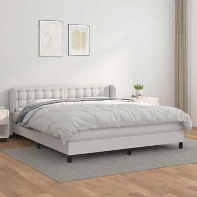 Boxspring met matras kunstleer wit 180x200 cm