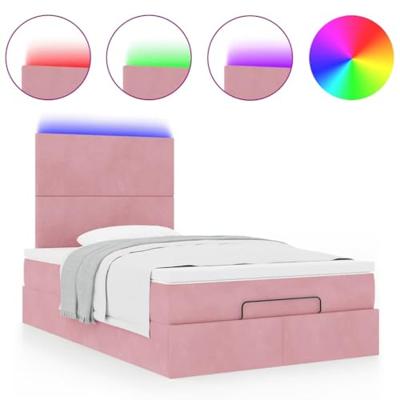 Ottoman bed met matrassen en LED's 120x200cm fluweel roze