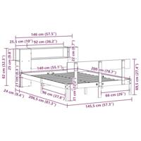Bed met boekenkast zonder matras massief grenenhout 140x200 cm - thumbnail