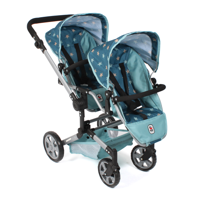 Tweeling Poppenwagen Linus Duo - Stars Turquoise - thumbnail