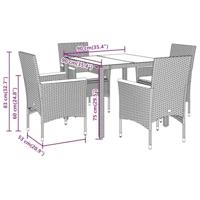 5-delige Tuinset met kussens poly rattan en glas beige - thumbnail