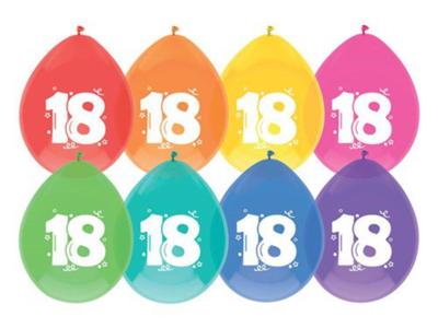 Ballonnen 18 jaar pak a 8 stuks Ballonnen 18 jaar pak a 8 stuks
