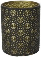 Theelichth rond Hailey L zwart/goud - thumbnail