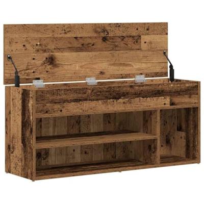 VidaXL Schoenenbank 102x30,5x45 cm bewerkt hout oud houtkleurig VidaXL Schoenenbank 102x30,5x45 cm bewerkt hout oud houtkleurig