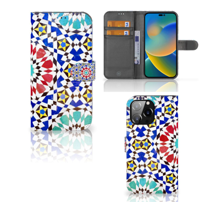iPhone 14 Pro Max | Bookcase | Mozaïek | Portemonnee hoesje iPhone 14 Pro Max | Bookcase | Mozaïek | Portemonnee hoesje