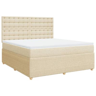 Boxspring met matras stof crèmekleurig 80x200 cm - thumbnail