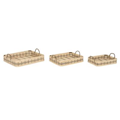 Set van trays DKD Home Decor Lichtbruin Bamboe 54 x 43 x 9 cm (3 Stuks) (2 Stuks)
