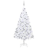 VidaXL Kunstkerstboom met verlichting en kerstballen 210 cm pvc wit - thumbnail