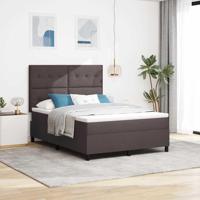 Boxspringbed met matras Donkerbruin 140 x 190 cm Stof - thumbnail