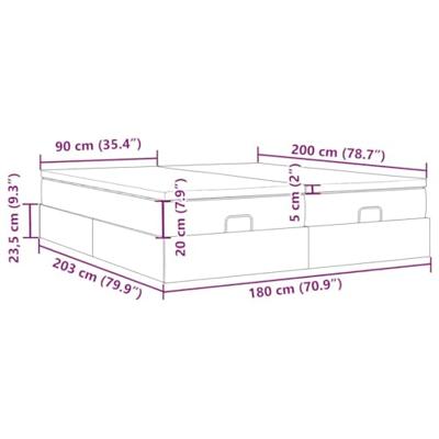 Ottoman bed met matrassen 180x200cm stof donkergrijs