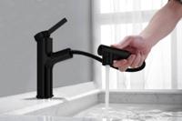 Wastafelmengkraan Best Design Asproli met Uittrekbare Sproeiuitloop Mat Zwart - thumbnail