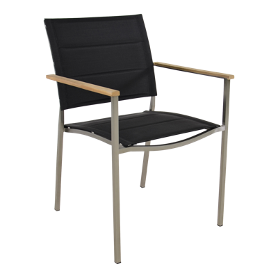 Marmaris RVS zwarte Stapelstoel - Set van 4 stuks