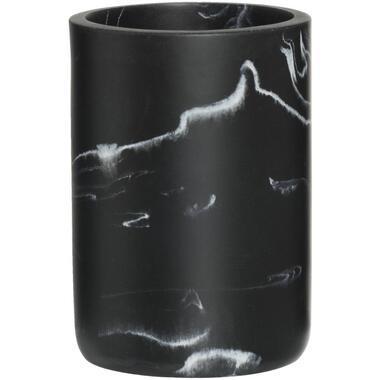 Tandenborstelhouder Marble - zwart - 11xØ7,5 cm - Leen Bakker Tandenborstelhouder Marble - zwart - 11xØ7,5 cm - Leen Bakker