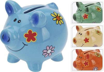 Spaarvarken met bloemen ±7cm