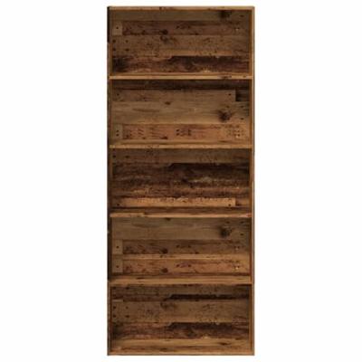 Boekenkast 80x30x189 cm bewerkt hout oud houtkleurig