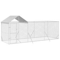 Hondenkennel met dak 6x2x2,5 m gegalvaniseerd staal zilverkleur - thumbnail