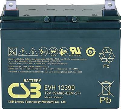 CSB Battery EVH 12390 Loodaccu 12 V 39 Ah Loodvlies (AGM) (b x h x d) 196 x 178 x 155 mm M6-schroefaansluiting Cyclusbestendig, Onderhoudsvrij, Geringe