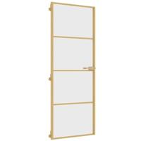VidaXL Binnendeur smal 76x201,5 cm gehard glas en aluminium goudkleur - thumbnail