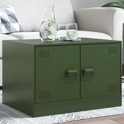 Salontafel 67x50x44 cm staal olijfgroen