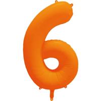 Folieballon Cijfer 6 Neon Oranje (86cm) - thumbnail